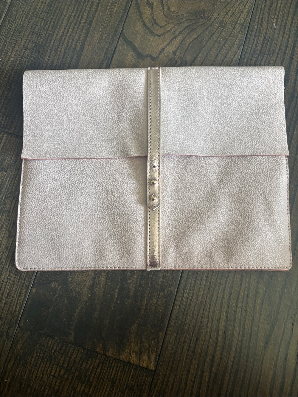 Classic Blush Leather Wristlet Clutch